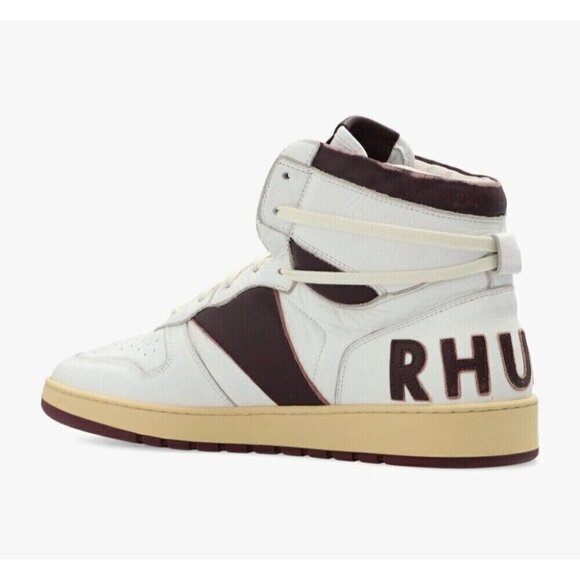 Rhude Rhecess-Hi Sneakers 7 Men's White Maroon Sneakers New - Picture 13 of 13
